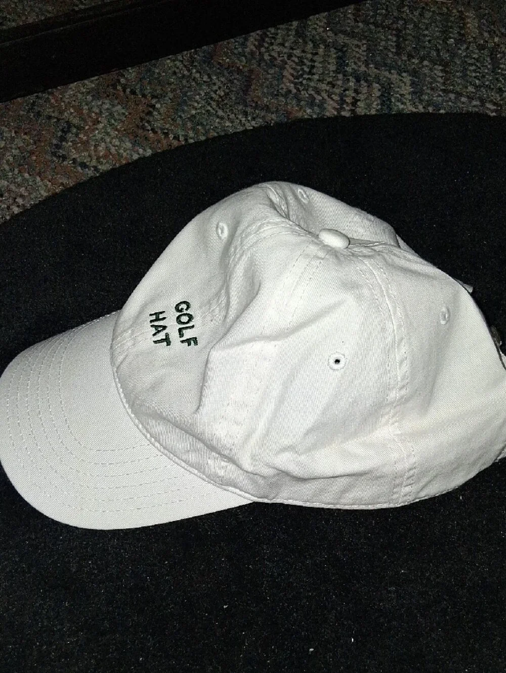 White Golf Hat with Green Embroidery